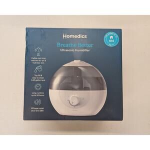 Homedics Breathe Better Ultrasonic Humidifier Cool Mist 0.63 Gal Quiet 25Hr